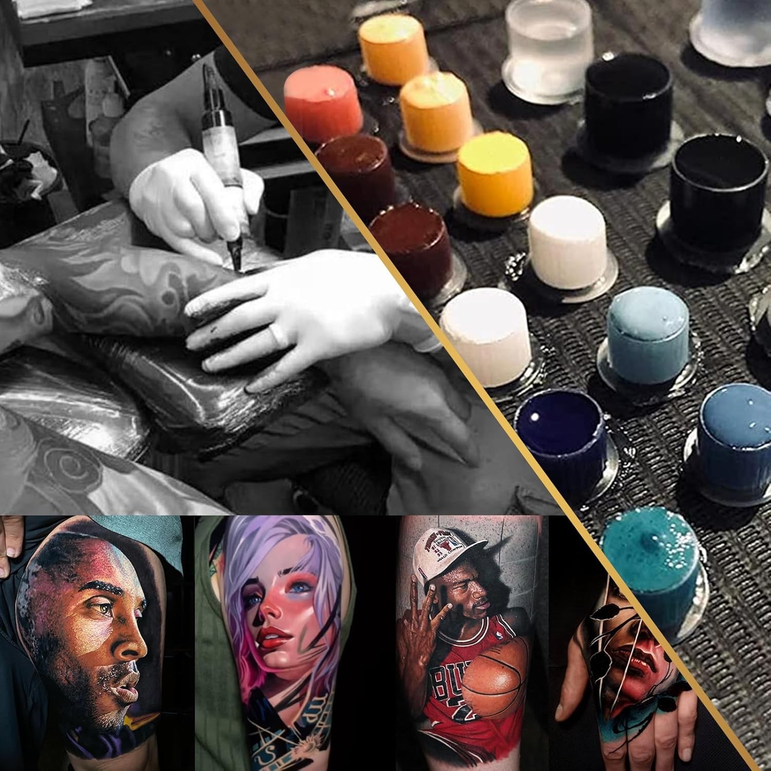 300pcs Tattoo Ink Caps with Base - Jconly Tattoo Ink Cups Pigment Caps