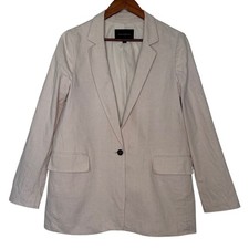 Banana Republic Linen Blend Blazer Cream Ivory One Button Lightweight Size 12
