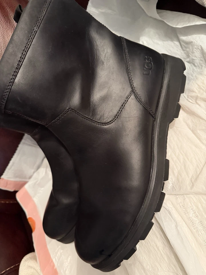 UGG KENNEN BLACK LEATHER BOOTS - MEN'S Size 14 - Image 2 of 4