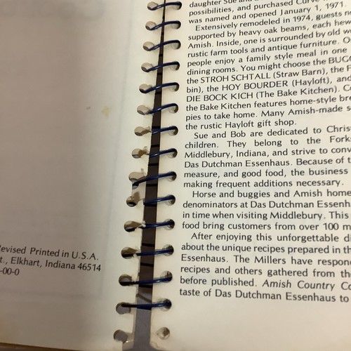Vtg 1979 Amish Country Spiral Bound Cookbook Dutchman Essenhaus Ohio Indiana - Picture 4 of 8