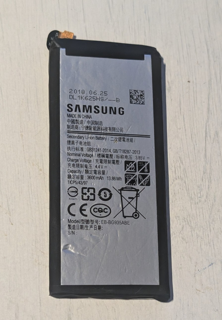 Samsung Galaxy S7 E EB‑BG935ABE Battery – 3.85 V 3600 mAh Li‑ion – Genuine