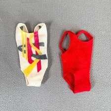 Vintage Barbie Swimsuit Lot 80s 90s Red Baywatch Style One Piece 2 Pc
