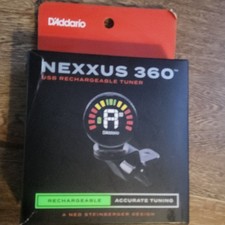 D'Addario Nexxus 360 USB Rechargeable Clip-on Tuner Black Accurate Tuning