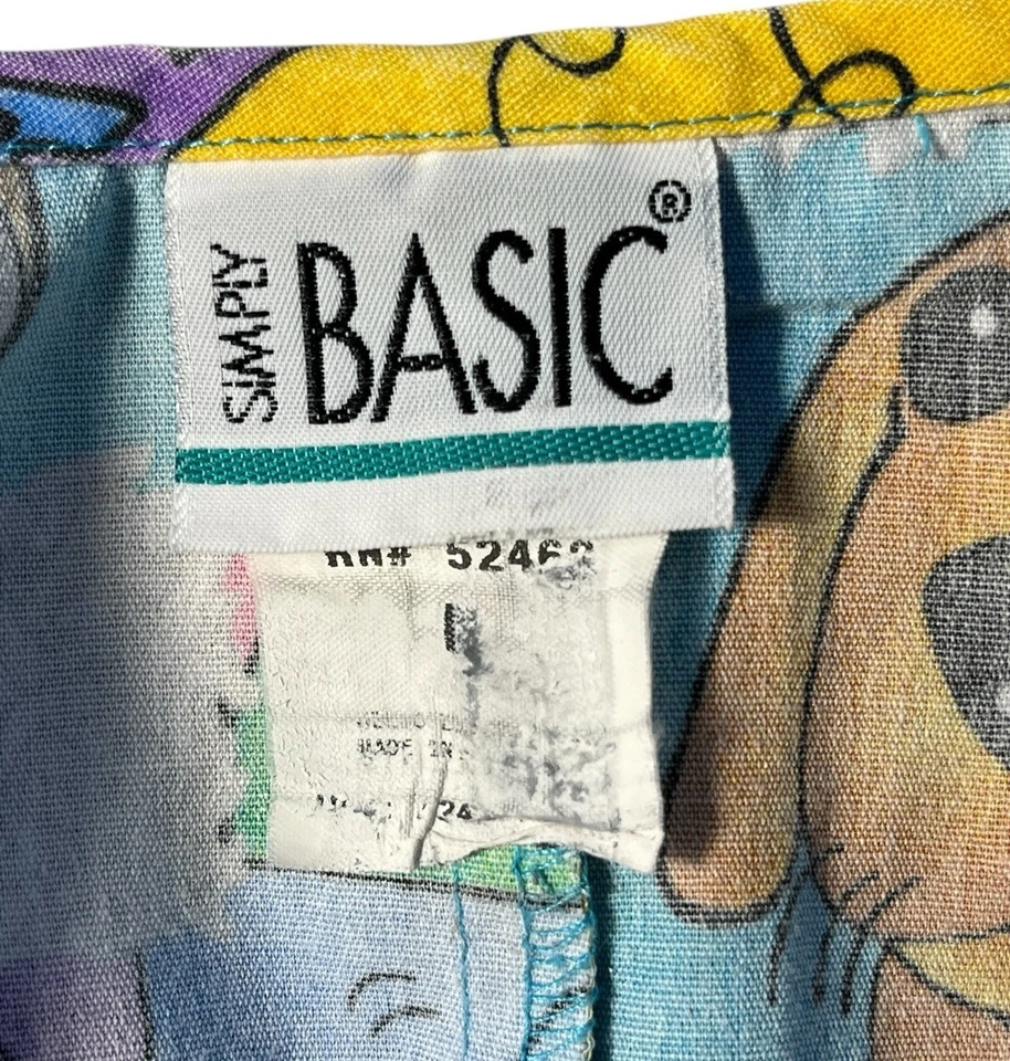 Simply Basic Scrub Top MEDIUM Dogs Puppies Cotton Blend Chest Pocket Whimsical - Image 3 of 4