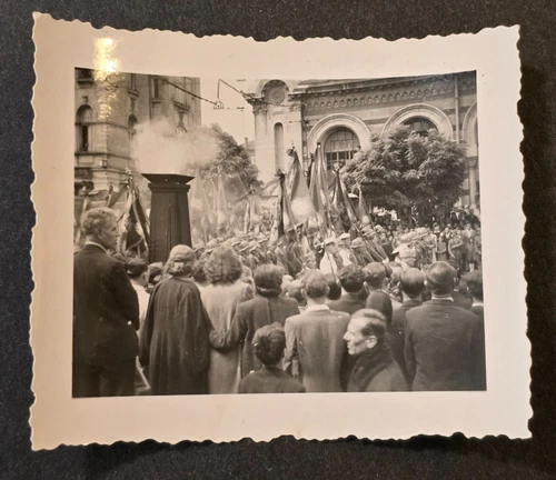 STEEL HELMET ARMY KRIEGSMARINE PARADE RALLY WW2 German Military War Photo