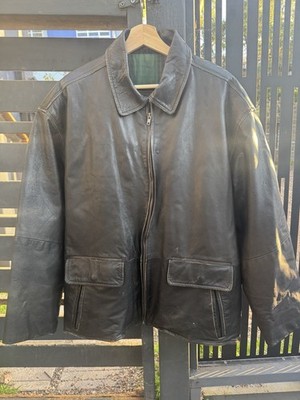 VTG Adventure Bound By Wilson Black Leather Jacket Flannel Lined Means Size L