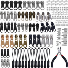 Zipper Repair Kit 3 5 8 Sliders 120 Stops Pulls Insertion Pins Pliers Metal