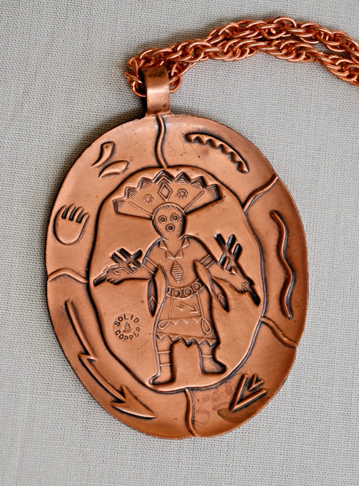 Vintage Solid Copper Native American Kachina Sout… - image 3