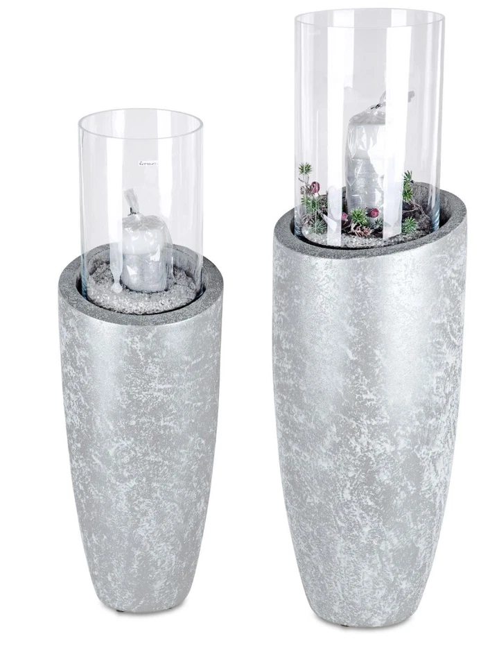 Windlicht, Deko Bodensäule SILVER ICE H. 91cm D. 29cm weiß silber Formano - Bild 2 von 4
