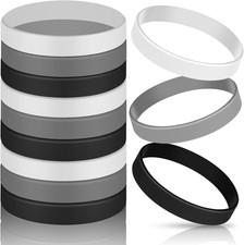 12 Pieces Rubber Bracelets, Solid Color Silicone Wristbands, Multi-Pack Blank Wr