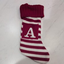 TARGET WONDERSHOP RED WHITE STRIPED MONOGRAMMED A POCKET CHRISTMAS STOCKING