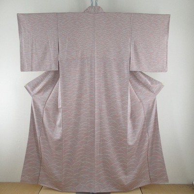 Komon kimono Silk Dew grass pattern Purple 60.6inch Women's