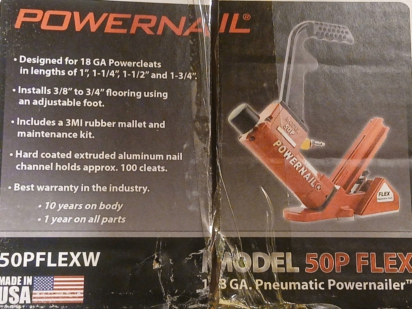 Powernail 50PFLEXW Pneumatic 18-Gauge Hardwood Flooring Cleat Nailer