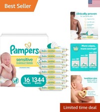 Pampers Sensitive Baby Wipes Unscented, 16 Pack, 1344 Total Count