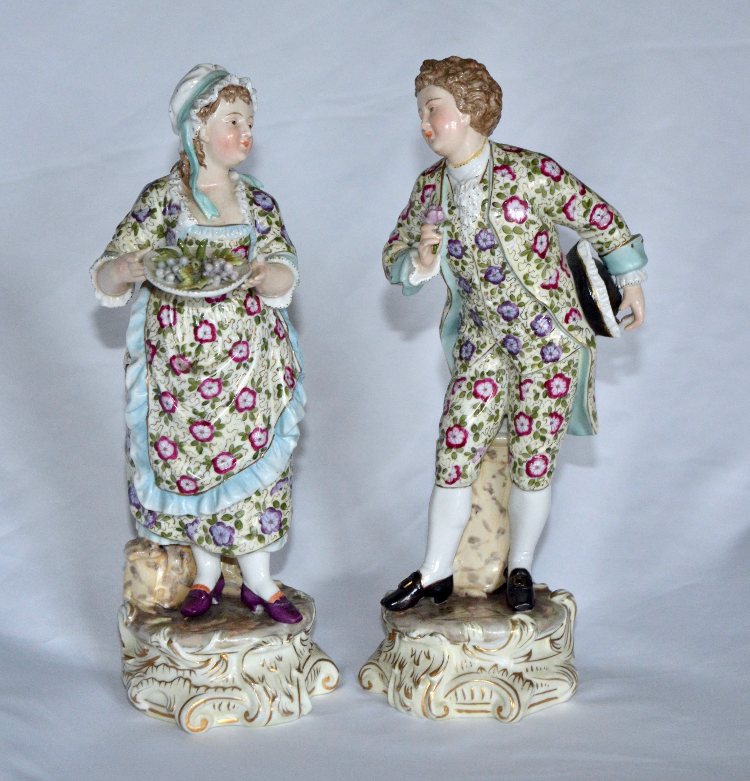 RUDOLSTADT VOLKSTEDT C1877 Triebner ENS & Eckert PAIR Large Porcelain FIGURINES