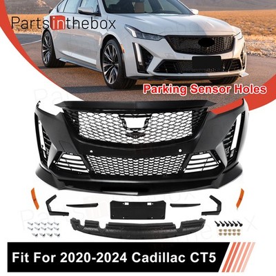 Blackwing Style Front Bumper Grille Lip Fog Light Bezel For 20-24 Cadillac CT5