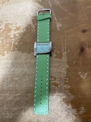 Foci Quartz Watch Japan Movement Stainless Steel Back Green Genuine Leather Band