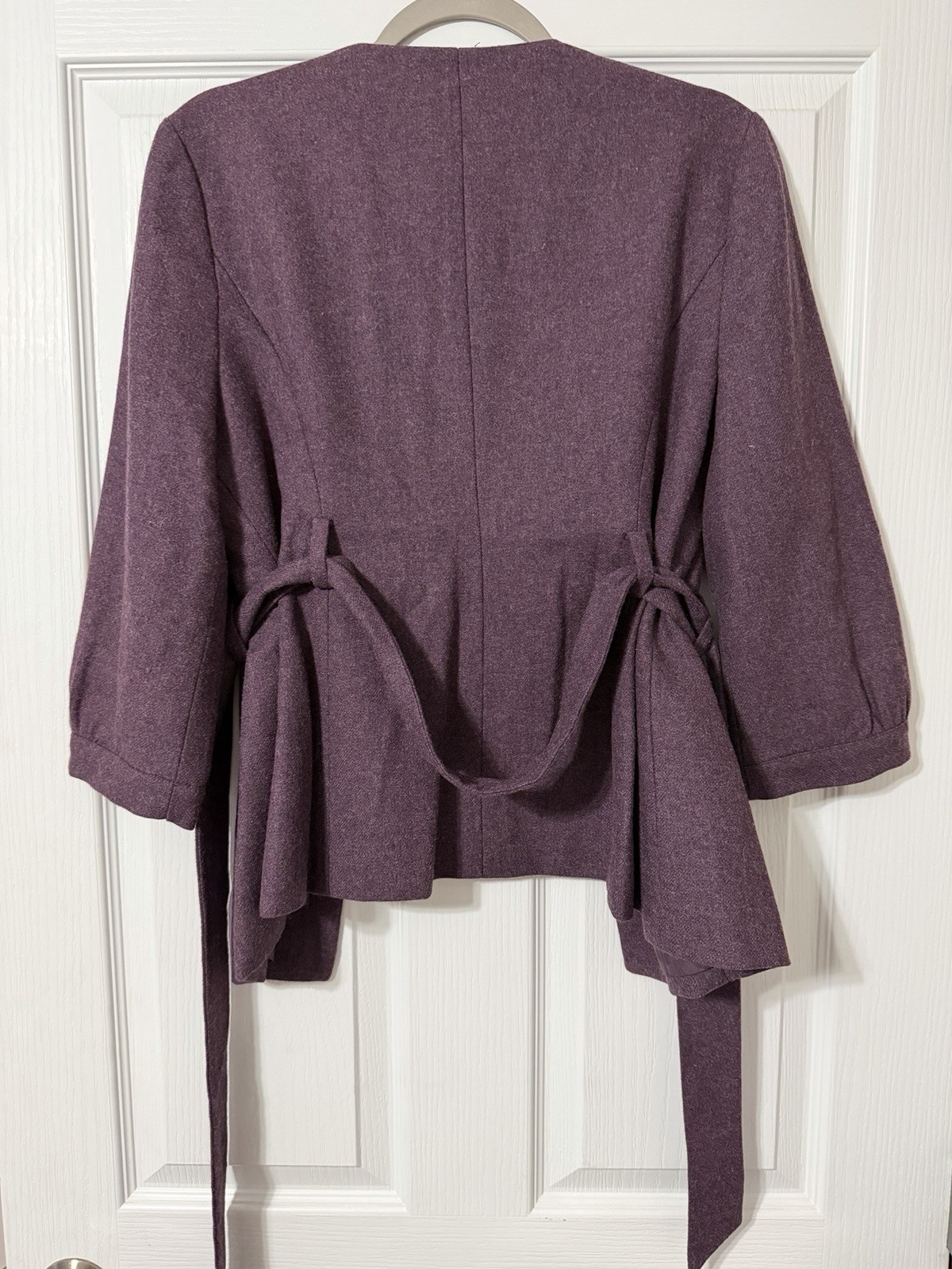 Tabitha Purple Ruffle Belted Collared Button Jack… - image 3