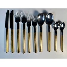 10 pc Mono Oval Gold Stainless Flatware 18/8 Germany