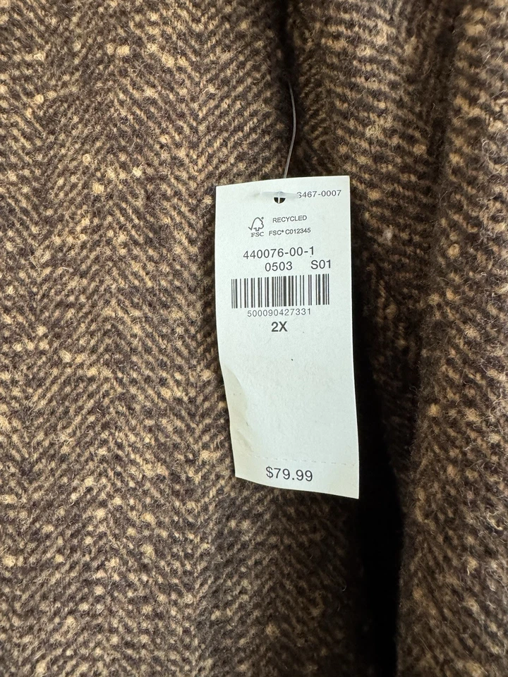 ¡NUEVO CON ETIQUETAS! Abrigo de mujer Old Navy con botones espiga chaquetón marrón tweed chaqueta talla: 2X Foto 3 de 4