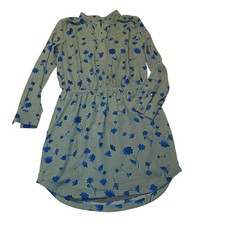 Banana Republic Petite small Floral Print Button Front Dress Green Blue