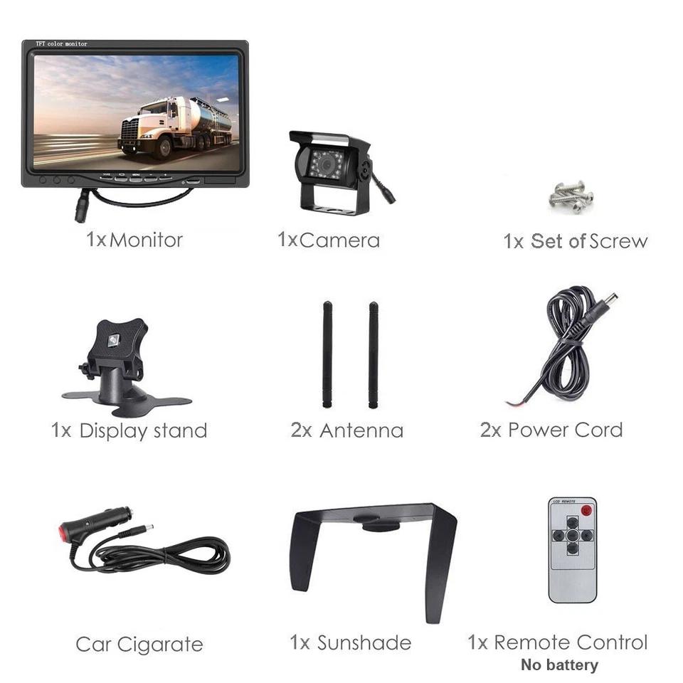7" Digital Wireless Reverse Camera Monitor Kit for Truck Trailer Caravan 12V-24V - Image 4 of 4