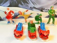 Barclay 10 pieces Winter Figure Series: 3 sledders, 3 sleds, 4 Skaters