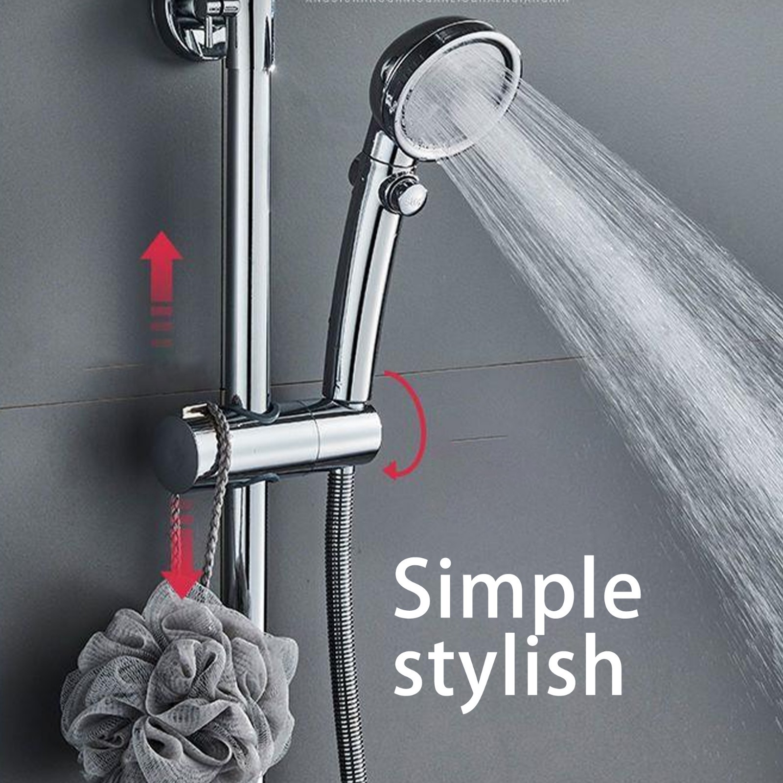 Adjustable Universal 18-25mm Chrome Shower Rail Head Slider Holder Bracket