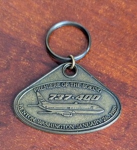 Boeing Keychain Wichita Aircraft 737 400 Renton Washington Vintage 1988
