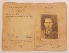 PALESTINE POLICE SPECIAL CONSTABLE CERTIFICATE & PHOTO JEWISH SETTLEMENT 30s-40s