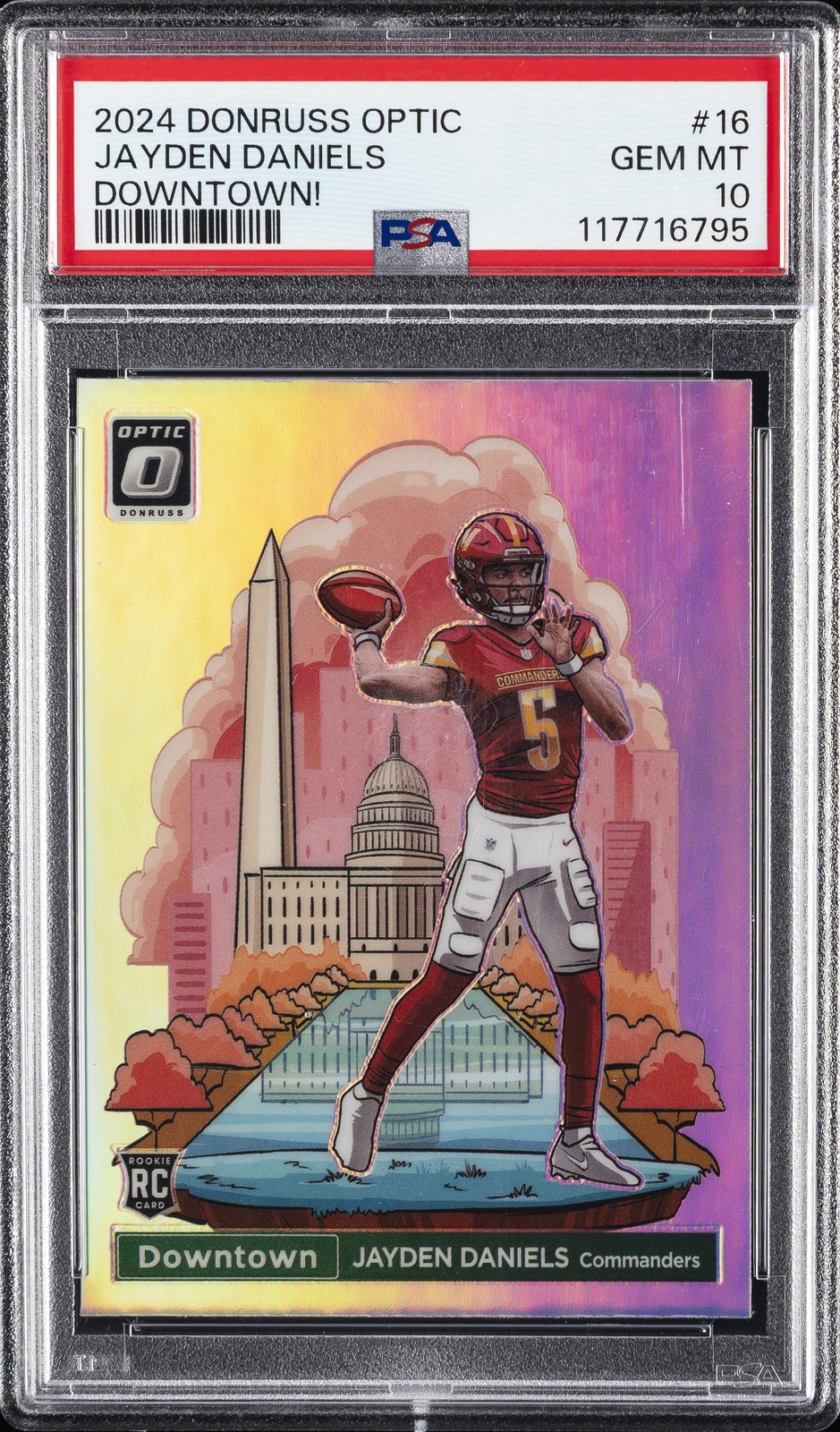 2024 PANINI DONRUSS OPTIC DOWNTOWN! #16 JAYDEN DANIELS ROOKIE RC PSA 10