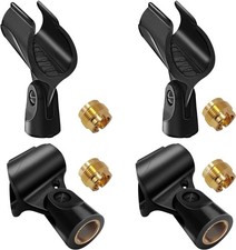 Universal Microphone Clip Holder 4-Pack with 5/8 to 3/8 Adapter