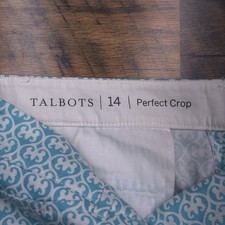 Talbots Perfect Crop Pants 14 Blue High Rise Stretch