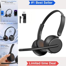 Wireless Headset with Mic Bluetooth 5.4 AI Noise Canceling 40H Battery USB
