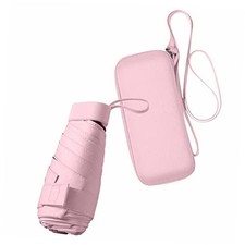 Mini Travel Sun Umbrella for Purse With Case,Small Compact UV Umbrella Pink