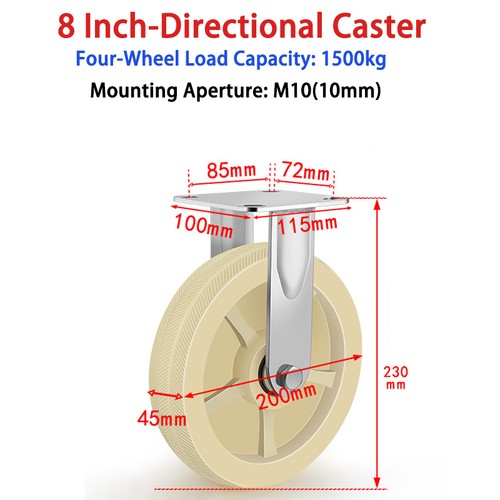 Nylon Castor Wheels Heavy-Duty Reinforced Castors Industrial Castors 4" 5" 6" 8" - Afbeelding 27 van 29