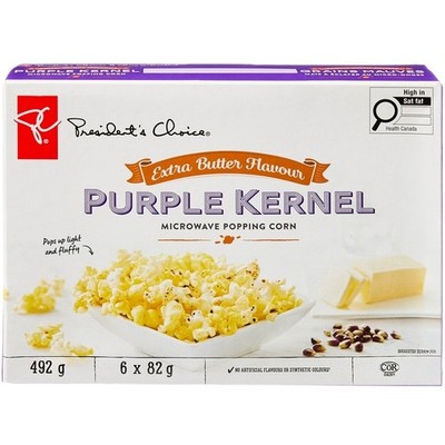 2-Pack President's Choice Extra Butter Flavour Purple Kernel Microwave Popcorn