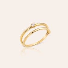 14K Gold Stacking Ring Set Double Stacker Rings for Women Size 2-11