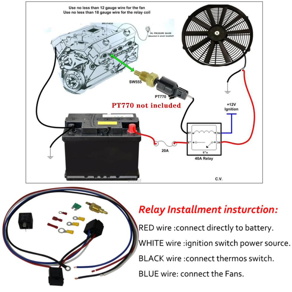 The New Thermostat Temp Control Switch Electric Radiator Cooler Fan Relay Kit US