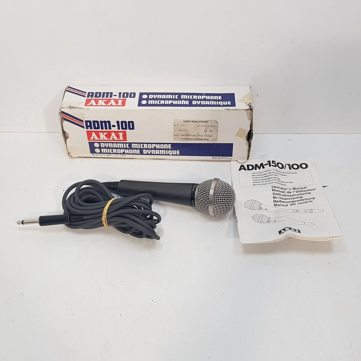 Akai ADM-100 Dynamic Microphone TESTED 6.35mm Jack [Boxed] Micro.