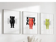 Set of 3 KAWS Figure - Hypebeast/Complex Digital Wall Art Poster Home Decor Gift