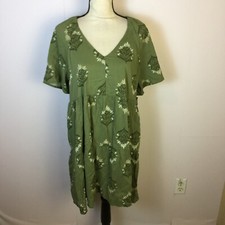NWT Old Navy A-line Mini Dress Size L Womans Green Floral V-neck Short Sleeve