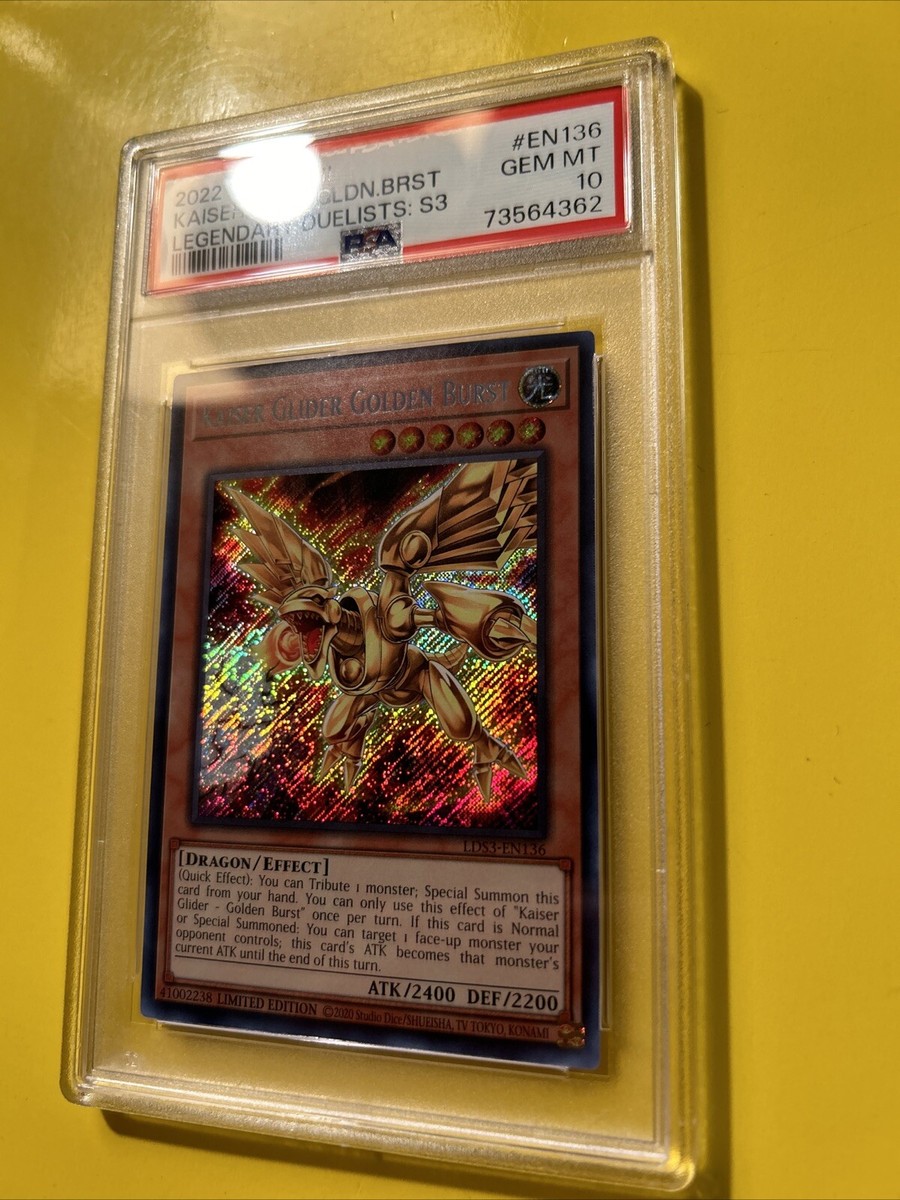 YuGiOh KAISER GLIDER GOLDEN BURST #LDS3-EN136🔥PSA 10🔥LIMITED ED