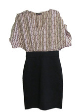 Nell Colorblock Silk Printed Top V Neck Work Office Formal Pencil Dress Size XS