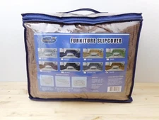 Smiling Home 3 Pc Furniture Slipcover Set Sofa Loveseat Chair Taupe 165875 NIP