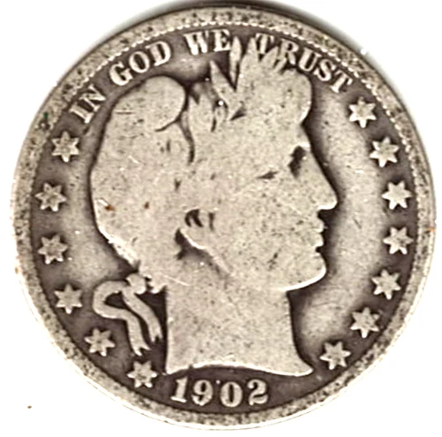 1902 Barber Half Dollar grades GOOD+ ~ FULL RIMS ~ PLEASE SEE THE SCAN   stk y50