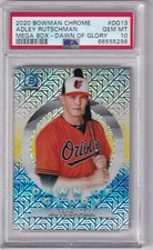 ADLEY RUTSCHMAN - 2020 BOWMAN CHROME - MEGA BOX - DAWN OF GLORY - REFRC - PSA 10