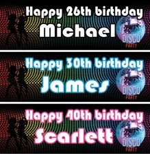 2 Personalised birthday banner balloon disco music dance adults party decoration