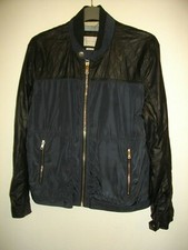  * ZARA * MENS BLACK FAUX LEATHER / NYLON PATTERN LINED JACKET SIZE XXL RRP £95