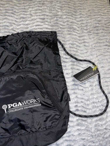 PGA Works Nylon Back Pack Tote Bag Draw String Light Weight Travel Gym Pocket - Picture 3 of 4